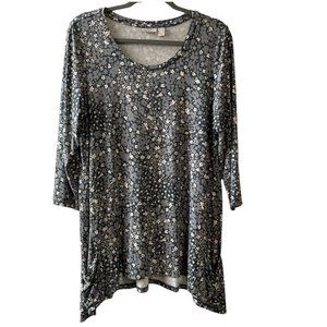 LOGO by Lori Goldstein Floral Print 2 Pockets Size L Tunic Top Women’s